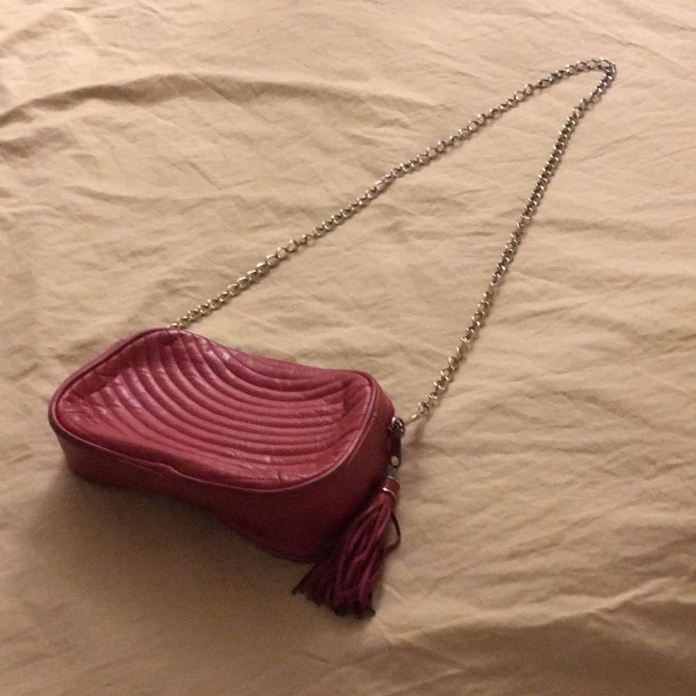 Quilted leather red tassel mini crossbody - Picture 6 of 6